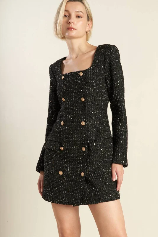 HEART UNBOUND TWEED MINI DRESS Comfortable Wrap Mini Dress