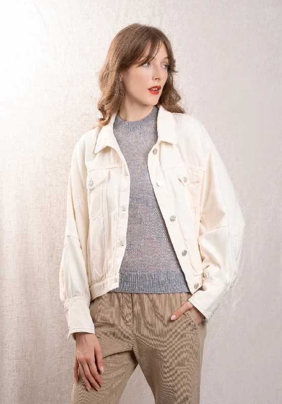 Jacket Bron Canvas Creme Hooded Jacket Caped Jacket Shawl Collar Jacket