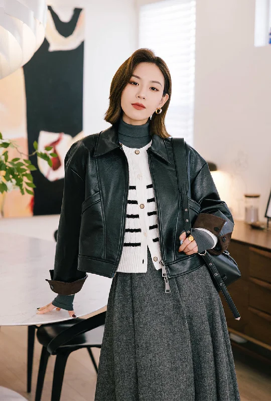 Laura Faux Leather Jacket - Black Mesh Jacket Canvas Jacket Denim Jacket
