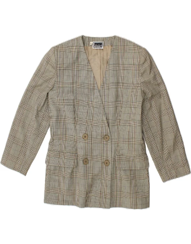 LUISA SPAGNOLI Womens Blazer Jacket IT 44 Medium Grey Check Collared Jacket Crew Neck Jacket Turtle Neck Jacket LUISA SPAGNOLI Womens Blazer Jacket IT 44 Medium Grey Check Collared Jacket Crew Neck Jacket Turtle Neck Jacket