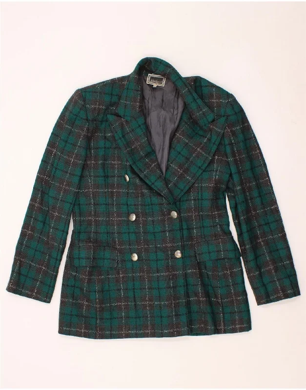 LUISA SPAGNOLI Womens Blazer Jacket IT 46 Large Green Check One-Shoulder Jacket Off-the-Shoulder Jacket Asymmetrical Jacket LUISA SPAGNOLI Womens Blazer Jacket IT 46 Large Green Check One-Shoulder Jacket Off-the-Shoulder Jacket Asymmetrical Jacket