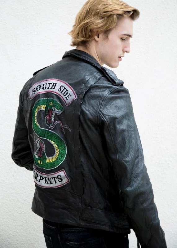 Mens Riverdale Inspired Southside Serpents Leather Motorcycle Jacket Bomber Jacket Anorak Windbreaker Mens Riverdale Inspired Southside Serpents Leather Motorcycle Jacket Bomber Jacket Anorak Windbreaker