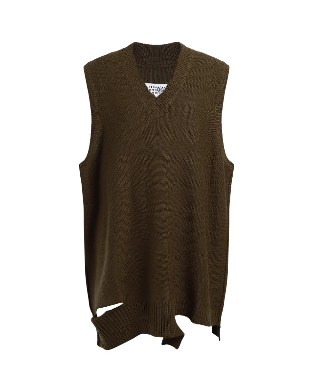 Knit vest Mini Dress Fashionable Mini Dress with Frills