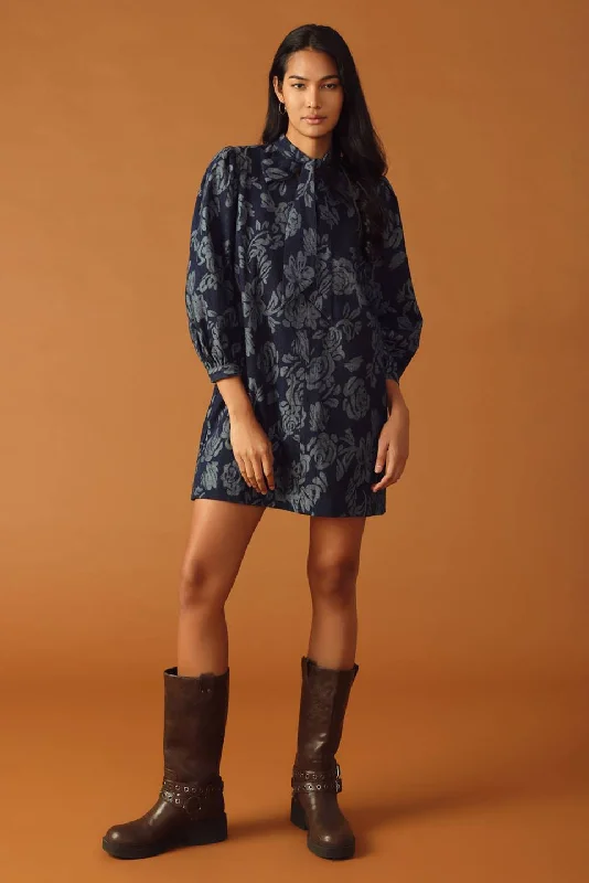 MOONSTONE DREAMS DENIM MINI DRESS Fashionable Polka Dot Mini Dress