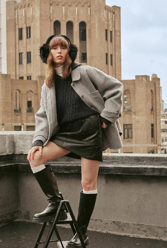 Newton Oversized Wool Jacket - Gray Quilted Jacket Puffer Jacket Insulated Jacket