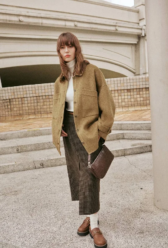 Newton Oversized Wool Jacket - Olive Brown Rayon Fabric Velvet Fabric Corduroy Fabric Newton Oversized Wool Jacket - Olive Brown Rayon Fabric Velvet Fabric Corduroy Fabric
