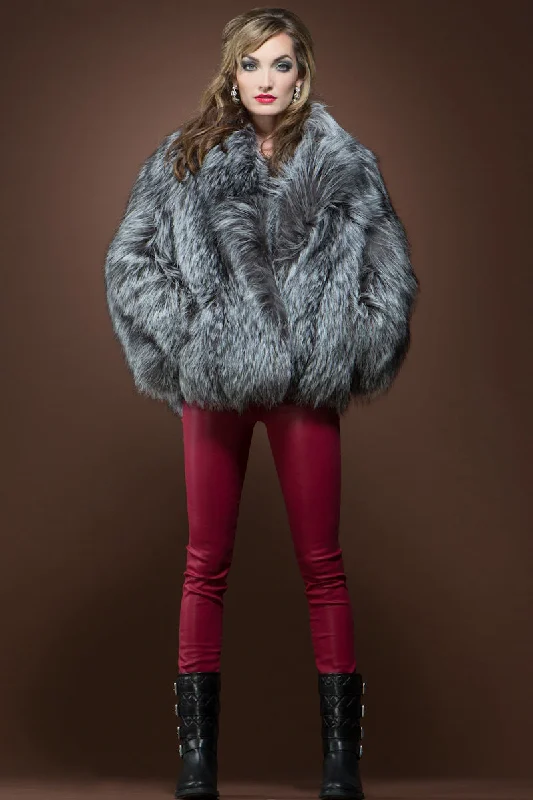 Classic Silver Fox Fur Jacket Wool Jacket Cashmere Jacket Tweed Jacket