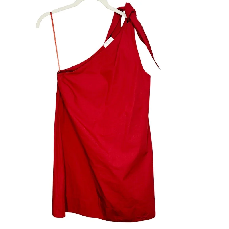 POSSE Aubrey One Shoulder Tie Mini Dress in Jam Red Size Medium Trendy Mesh Mini Dress POSSE Aubrey One Shoulder Tie Mini Dress in Jam Red Size Medium Trendy Mesh Mini Dress