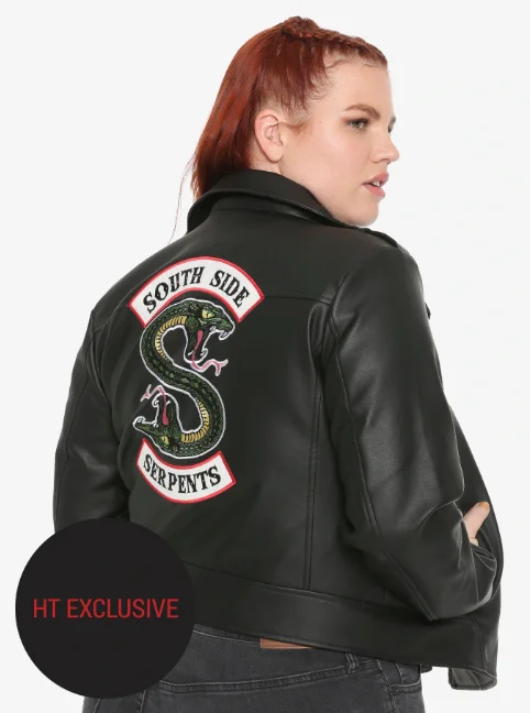 RIVERDALE SOUTHSIDE SERPENTS FAUX LEATHER GIRLS JACKET PLUS SIZE HOT TOPIC EXCLUSIVE Toggled Jacket Drawstring Jacket Belted Jacket RIVERDALE SOUTHSIDE SERPENTS FAUX LEATHER GIRLS JACKET PLUS SIZE HOT TOPIC EXCLUSIVE Toggled Jacket Drawstring Jacket Belted Jacket