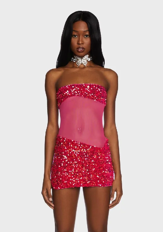 Rose Spark Horizon Mini Dress Chic Tropical Mini Dress