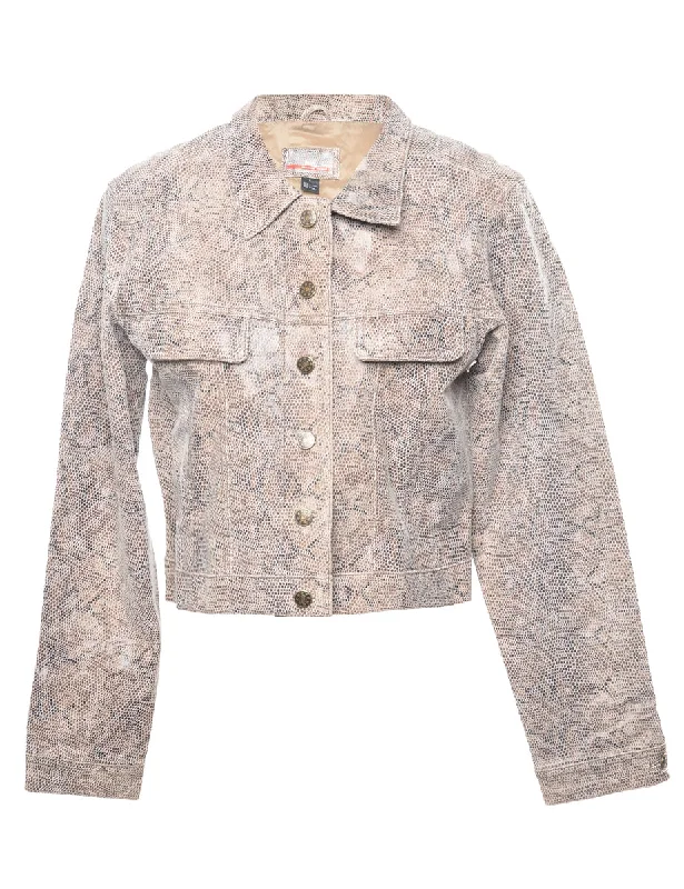 Snakeskin Faux Leather Jacket - L Rayon Jacket Velvet Jacket Corduroy Jacket