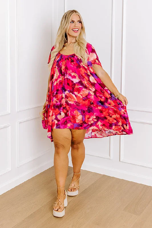 Southern Flair Floral Mini Dress Curves Elegant Mini Dress with Ruffles
