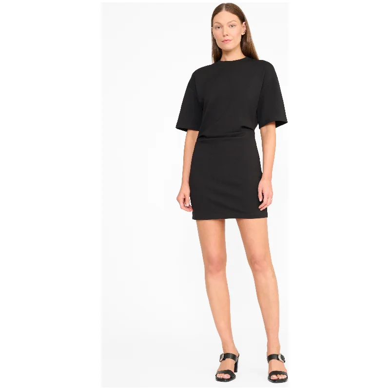 Staud Truman Mini Dress in Black Fashionable Lace-Trim Mini Dress