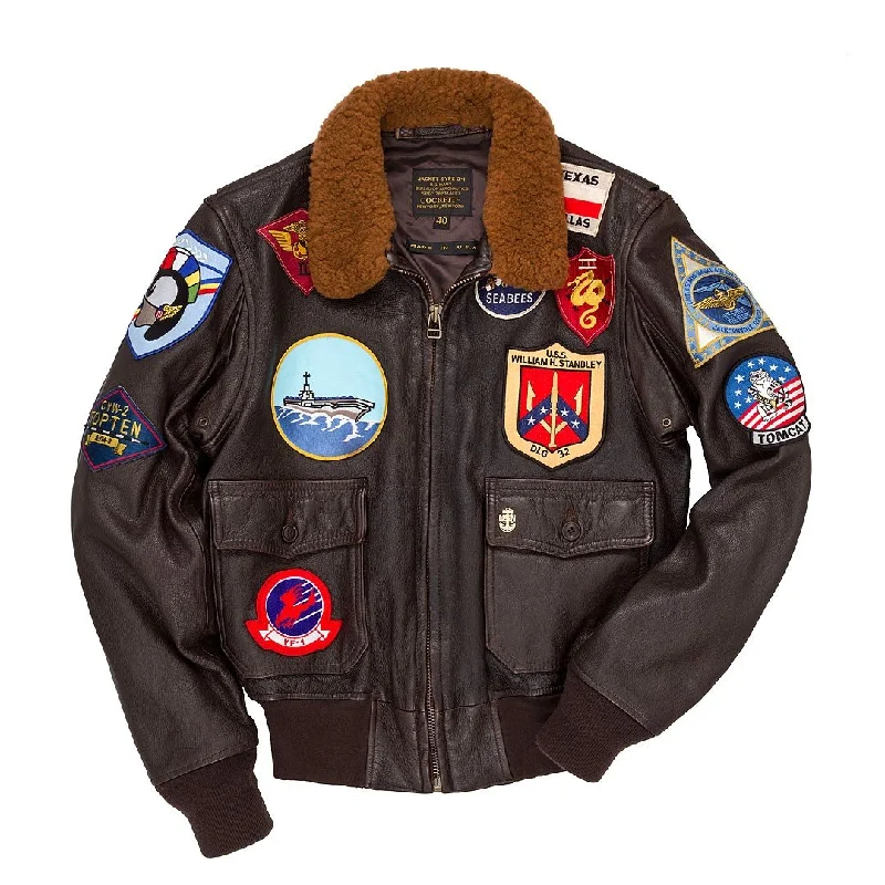 Top Gun Navy G-1 Jacket Welt Pockets Slit Pockets Flap Pockets