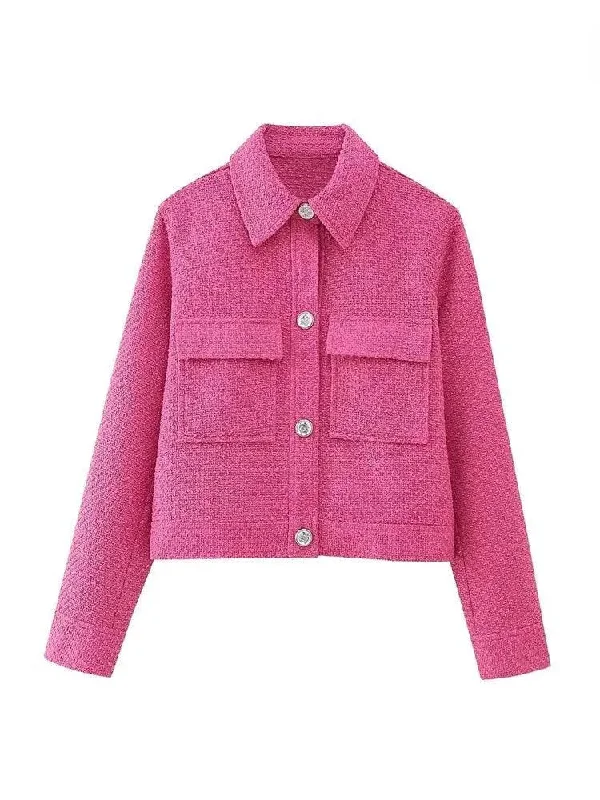 Vintage Women Cropped Tweed Jacket Tiered Jacket Buttoned Jacket Zippered Jacket
