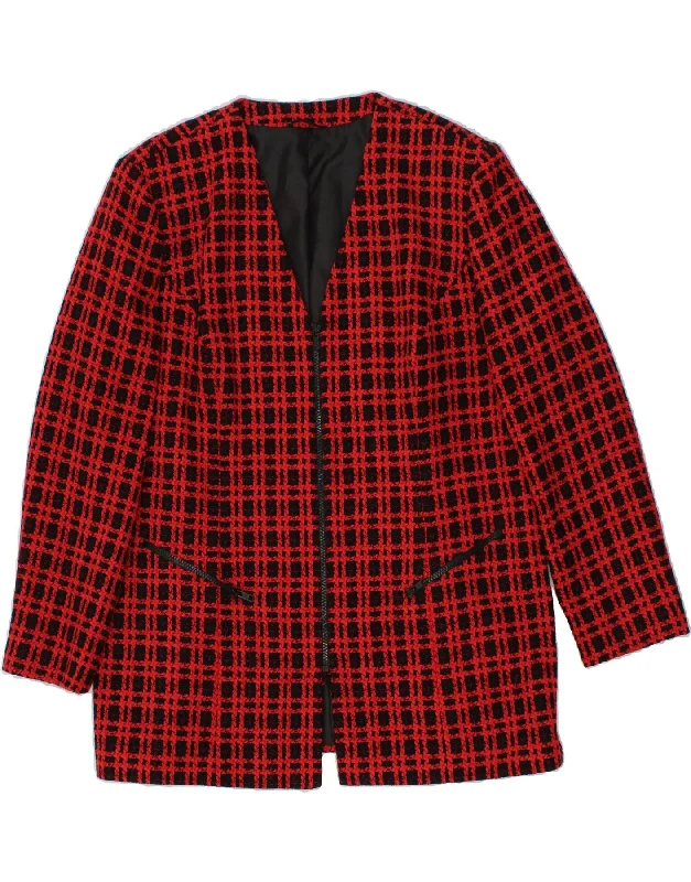 VINTAGE Womens Blazer Jacket UK 14 Large Red Check Mesh Jacket Canvas Jacket Denim Jacket VINTAGE Womens Blazer Jacket UK 14 Large Red Check Mesh Jacket Canvas Jacket Denim Jacket