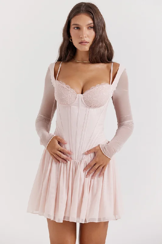 ViVi Soft Peach Corset Mini Dress Trendy Camisole Mini Dress