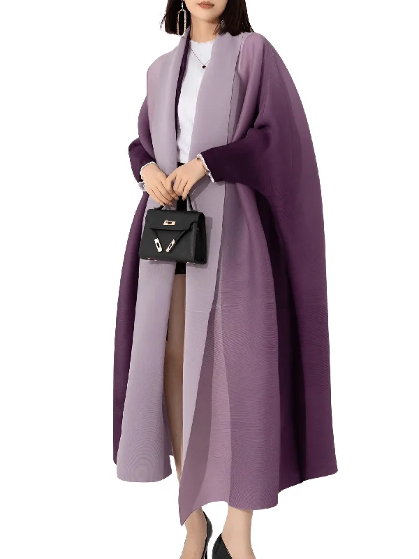 Women's Gradient Pleated Jacket Bat Sleeve Scarf Collar Long Jacket Female Fashion Clothing Denim Fabric Leather Fabric Suede Fabric Women's Gradient Pleated Jacket Bat Sleeve Scarf Collar Long Jacket Female Fashion Clothing Denim Fabric Leather Fabric Suede Fabric