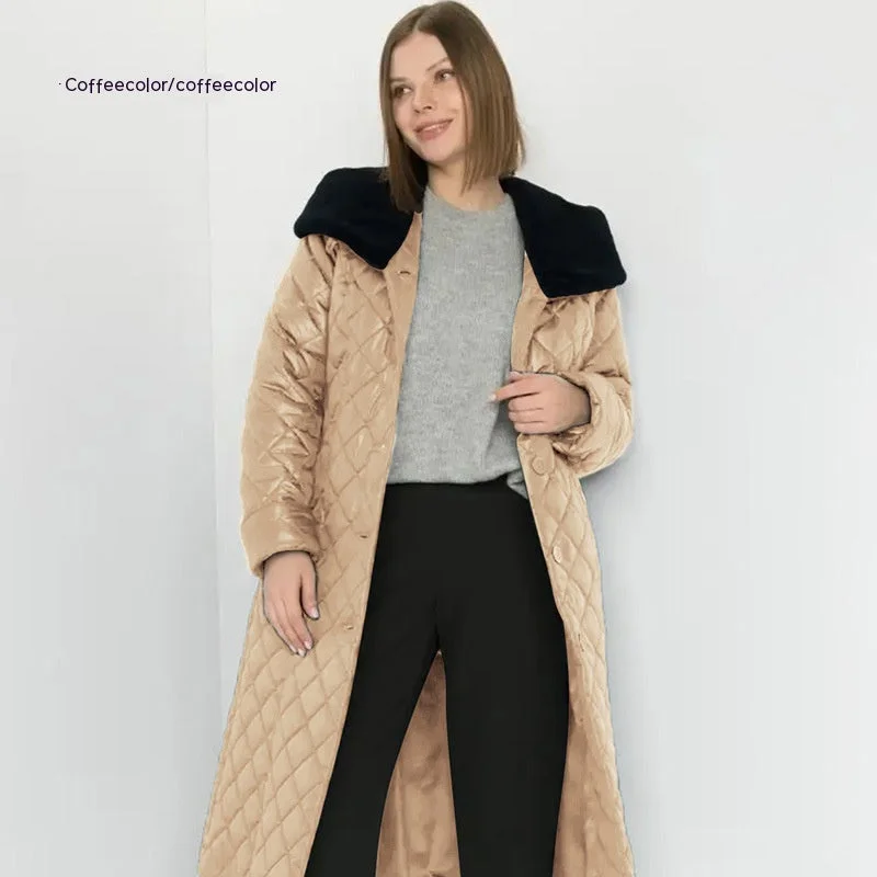 Women's Long Parka Cotton-Padded Jacket Big Padded Collar Denim Jacket Leather Jacket Suede Jacket Women's Long Parka Cotton-Padded Jacket Big Padded Collar Denim Jacket Leather Jacket Suede Jacket