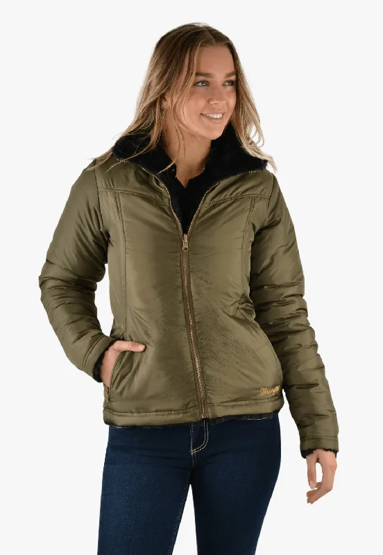 Wrangler Womens Carrie Reversible Jacket Fleece Fabric Down Fabric Feather Fabric