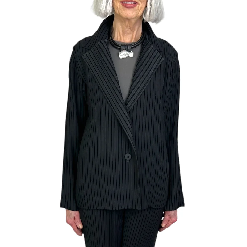 TUXEDO PLEATS JACKET Satin Jacket Silk Jacket Chiffon Jacket