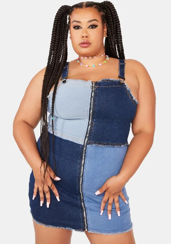 Plus Country Heart Denim Mini Dress Trendy Button-Detail Mini Dress