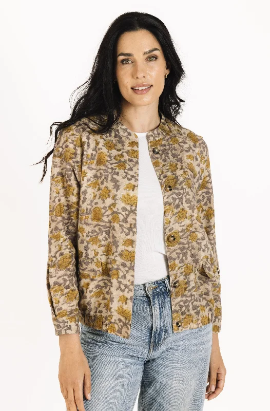 Belinda Batik Print Bomber Jacket Zippered Jacket Buttoned Jacket Snapped Jacket