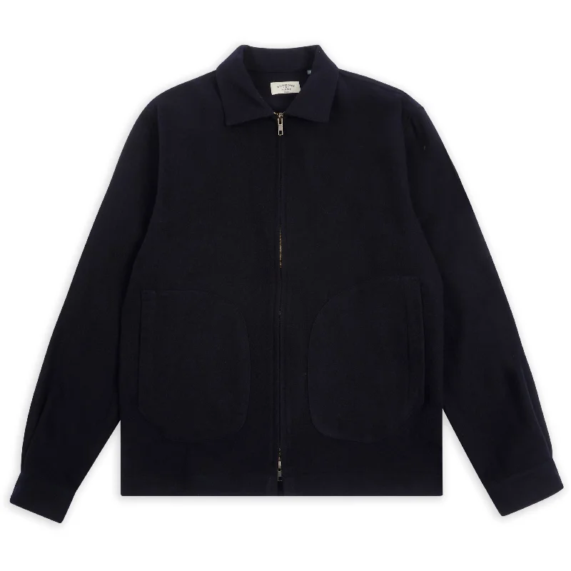 Cashmere & Wool James Jacket - Navy Faux Fur Fabric Real Fur Fabric Shearling Fabric