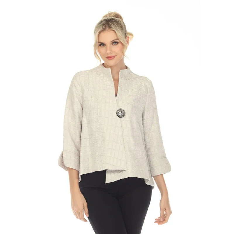 IC Collection Simply Elegant One-Button Jacquard Jacket in Champagne - 6288J-TP Knit Jacket Woven Jacket Fleece Jacket IC Collection Simply Elegant One-Button Jacquard Jacket in Champagne - 6288J-TP Knit Jacket Woven Jacket Fleece Jacket