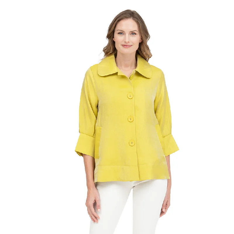 Damee Solid Wide Ball Collar Jacket in Citron Yellow - 4741-YLW Knit Fabric Woven Fabric Fleece Fabric Damee Solid Wide Ball Collar Jacket in Citron Yellow - 4741-YLW Knit Fabric Woven Fabric Fleece Fabric