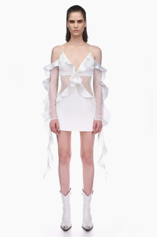 David Koma Ruffle Mini Dress Cozy Ruched Mini Dress