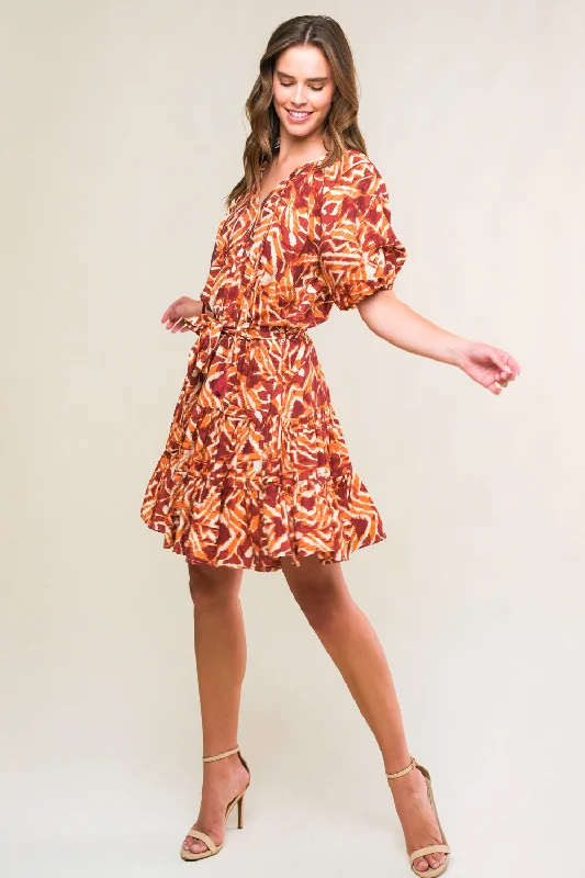 FLORA HARMONY WOVEN MINI DRESS Trendy Wraparound Mini Dress