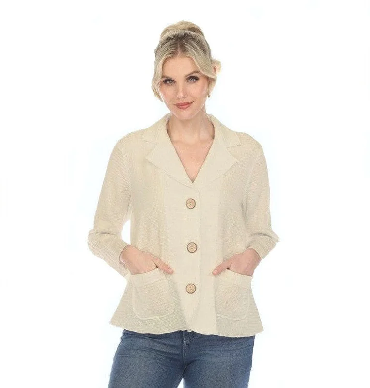 Focus Waffle Jacket With Pockets in Oatmeal - FW155-OAT Ribbed Jacket Pleated Jacket Ruffled Jacket Focus Waffle Jacket With Pockets in Oatmeal - FW155-OAT Ribbed Jacket Pleated Jacket Ruffled Jacket