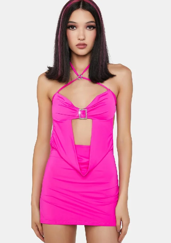 Fuchsia Beauty Glare Mini Dress Elegant Silk Mini Dress