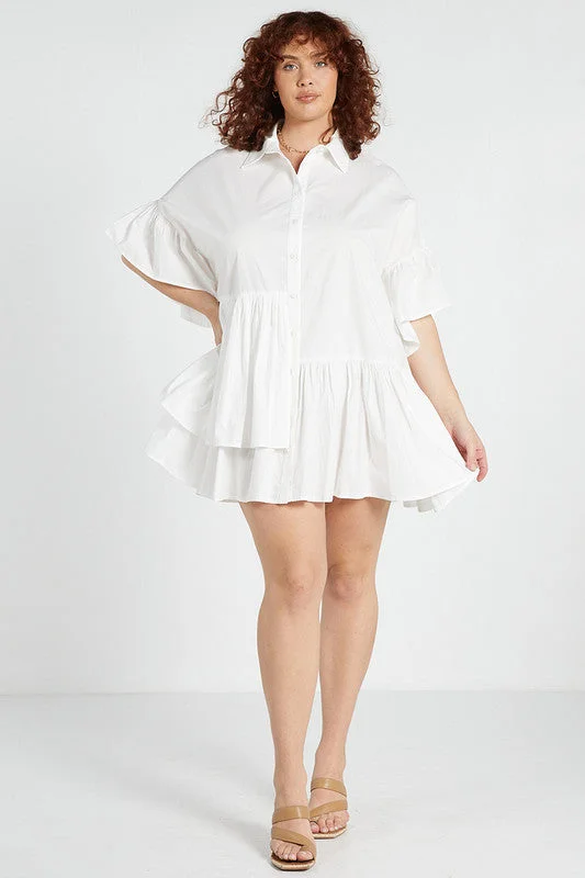 Genoa Mini Dress - White Fashionable A-Line Mini Dress