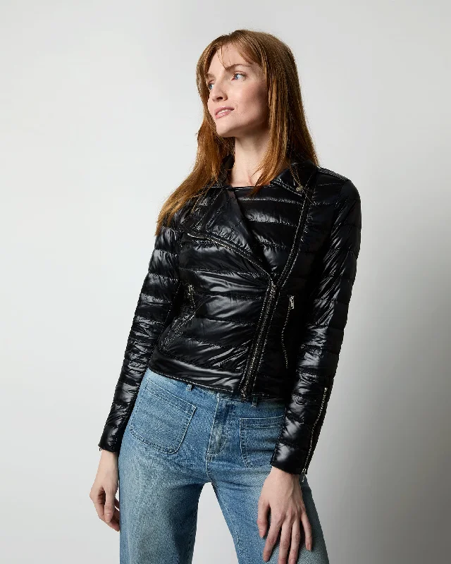 Ultralight Down Moto Jacket in Black Fitted Jacket Loose Jacket Oversized Jacket