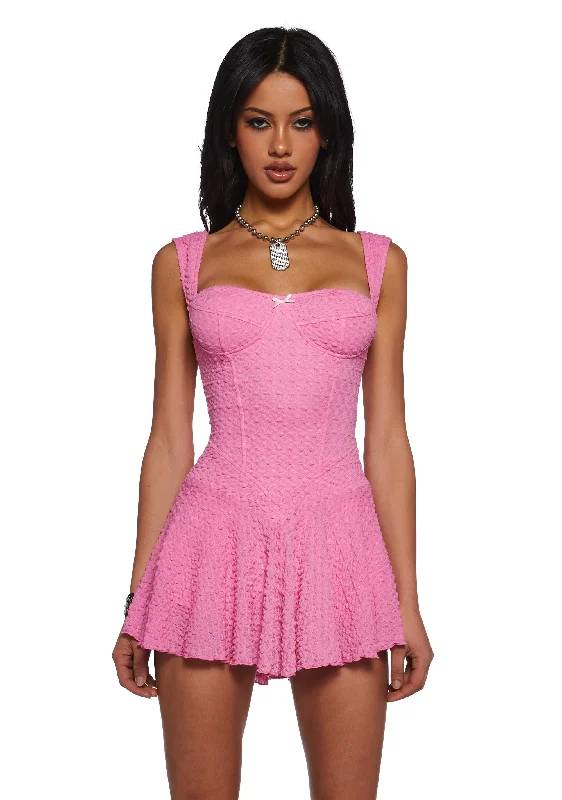 I Could Care Less Mini Dress - Pink Elegant Off-Shoulder Dress Mini