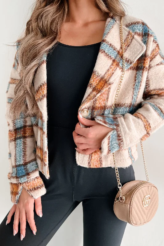 I'm Running Point Plaid Crop Jacket (Taupe) Stand-Up Collar Roll-Neck Collar Turtle Neck I'm Running Point Plaid Crop Jacket (Taupe) Stand-Up Collar Roll-Neck Collar Turtle Neck