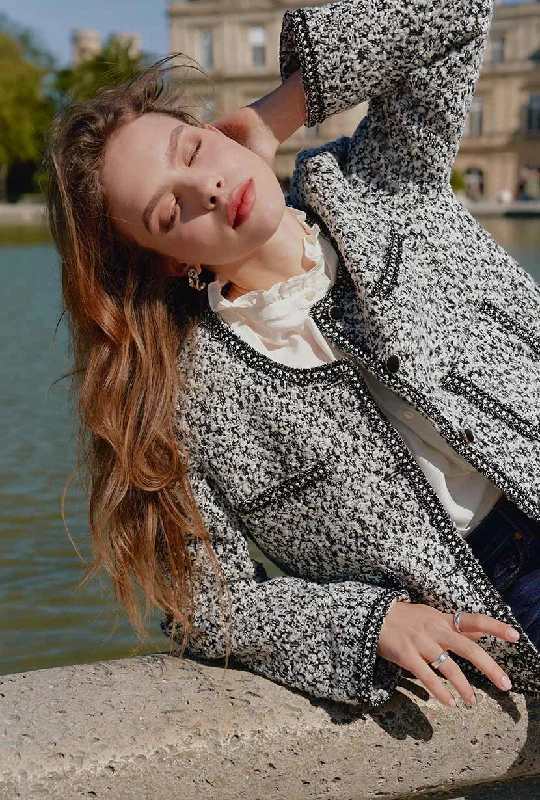 Jackie Wool Tweed Jacket - Grey Cotton Jacket Linen Jacket Terry Jacket