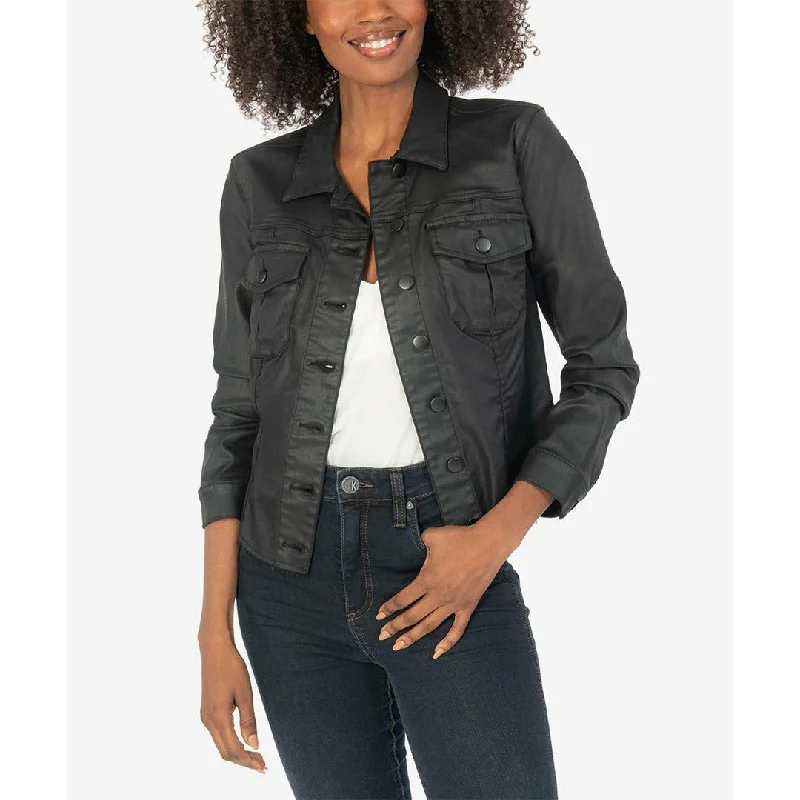 Kara Vegan Leather Jacket Denim Fabric Leather Fabric Suede Fabric