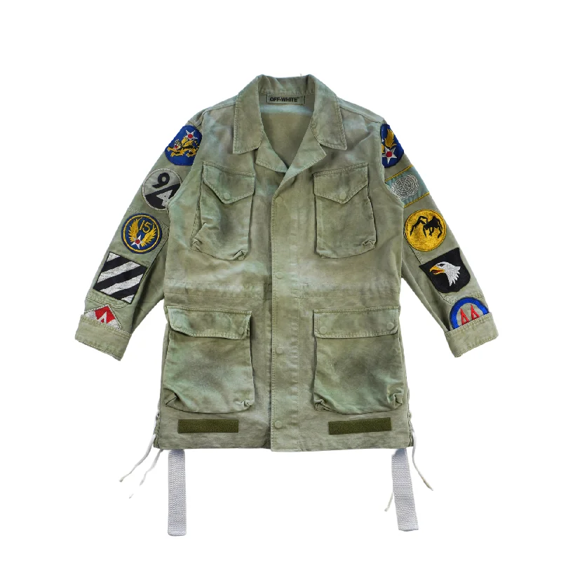 Off-White Military Jacket - Women's S Welt Pockets Slit Pockets Flap Pockets