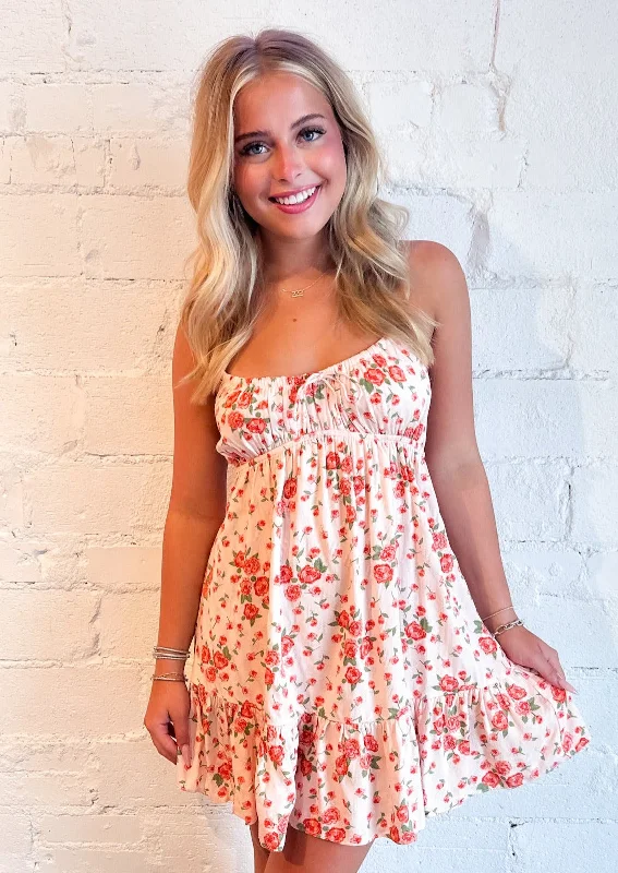 Peach Tree Mini Dress Comfortable Smocked Mini Dress