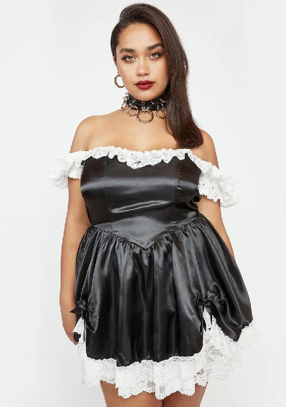 Plus Bad Meets Evil Satin Mini Dress Trendy Off-Shoulder Dress Mini