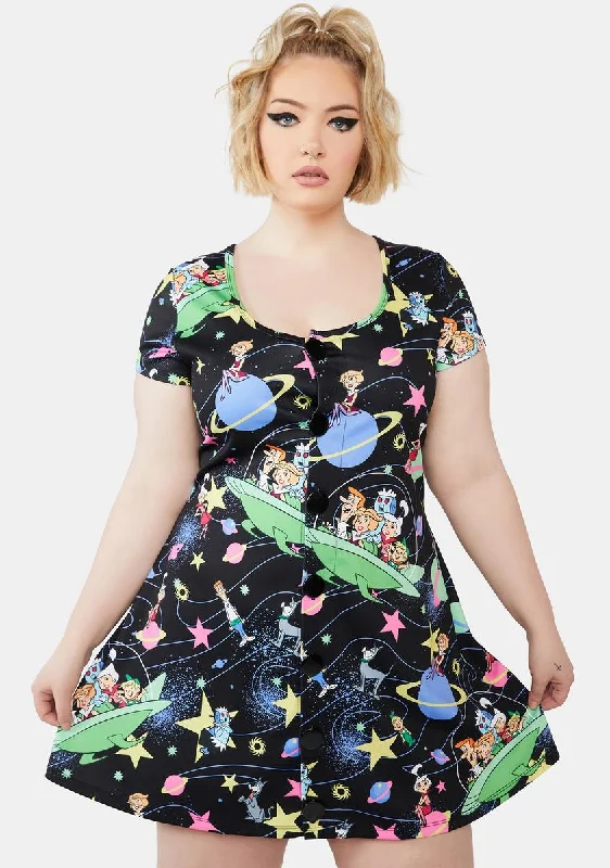 Plus Cosmic Teen Queen Mini Dress Comfortable Polka Dot Mini Dress