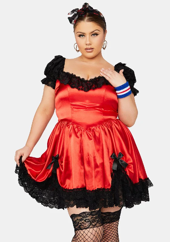 Plus Fiery Bad Meets Evil Satin Mini Dress Trendy Mini Dress with Belt