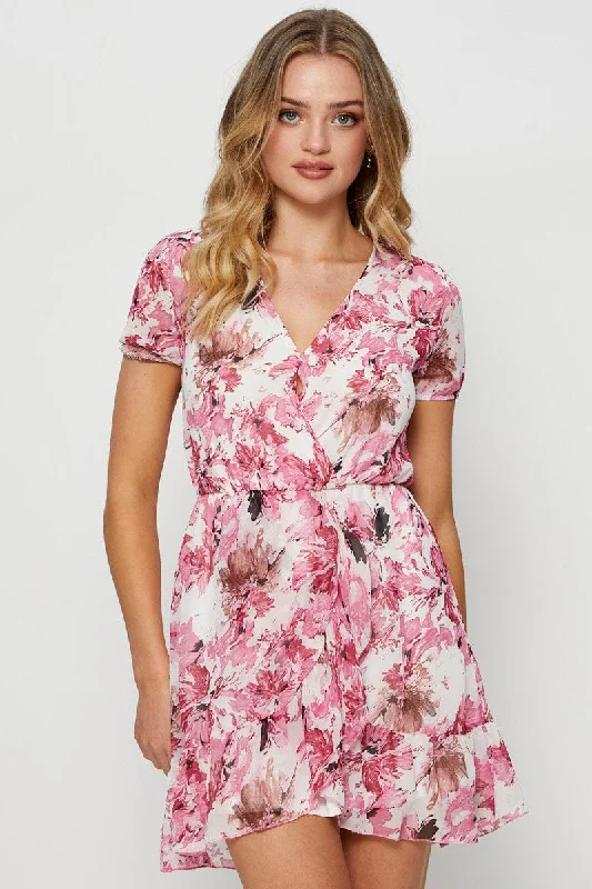 Print Mini Dress Stylish Plaid Mini Dress