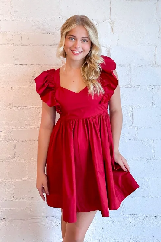 Savannah Ruffle Mini Dress Fashionable Denim Mini Dress