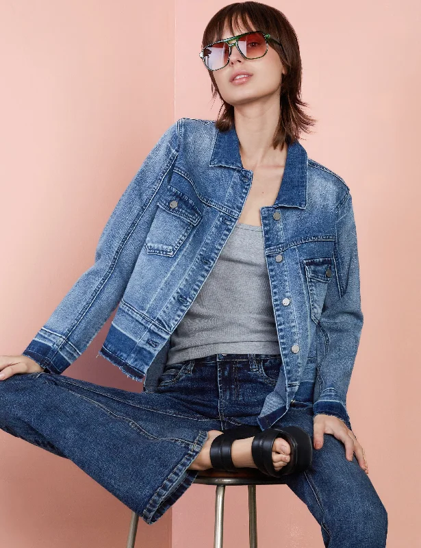 Step-Up Denim Jacket Snapped Jacket Toggled Jacket Drawstring Jacket
