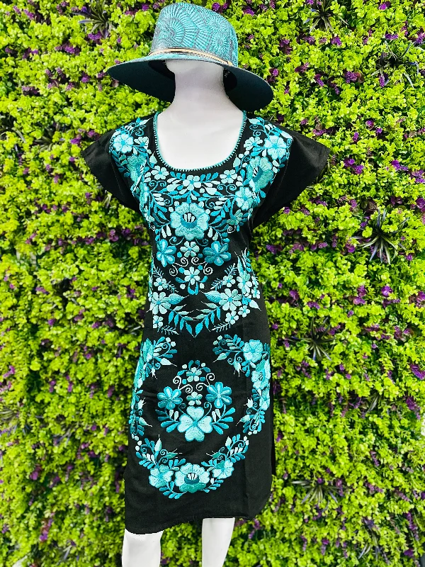 Susana Embroidered Mini Dress Elegant Mini Dress with Pleats