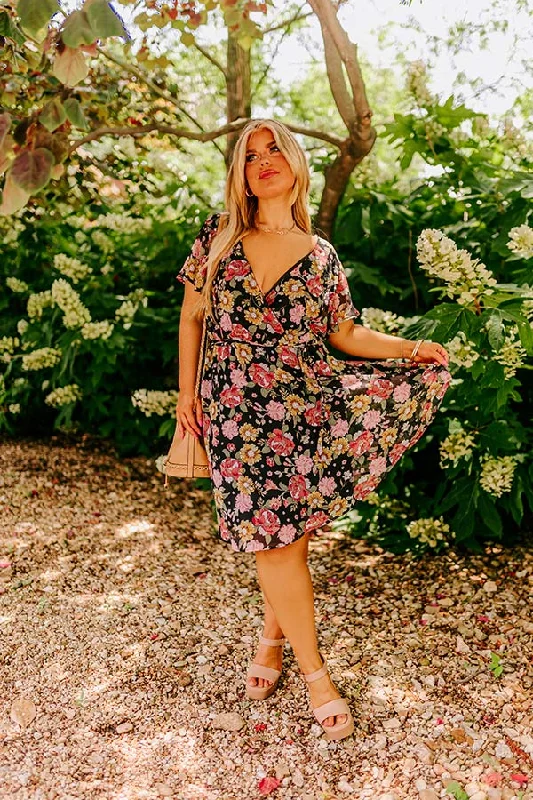 Sweet Like Honey Floral Mini Dress In Black Curves Trendy Mesh Mini Dress